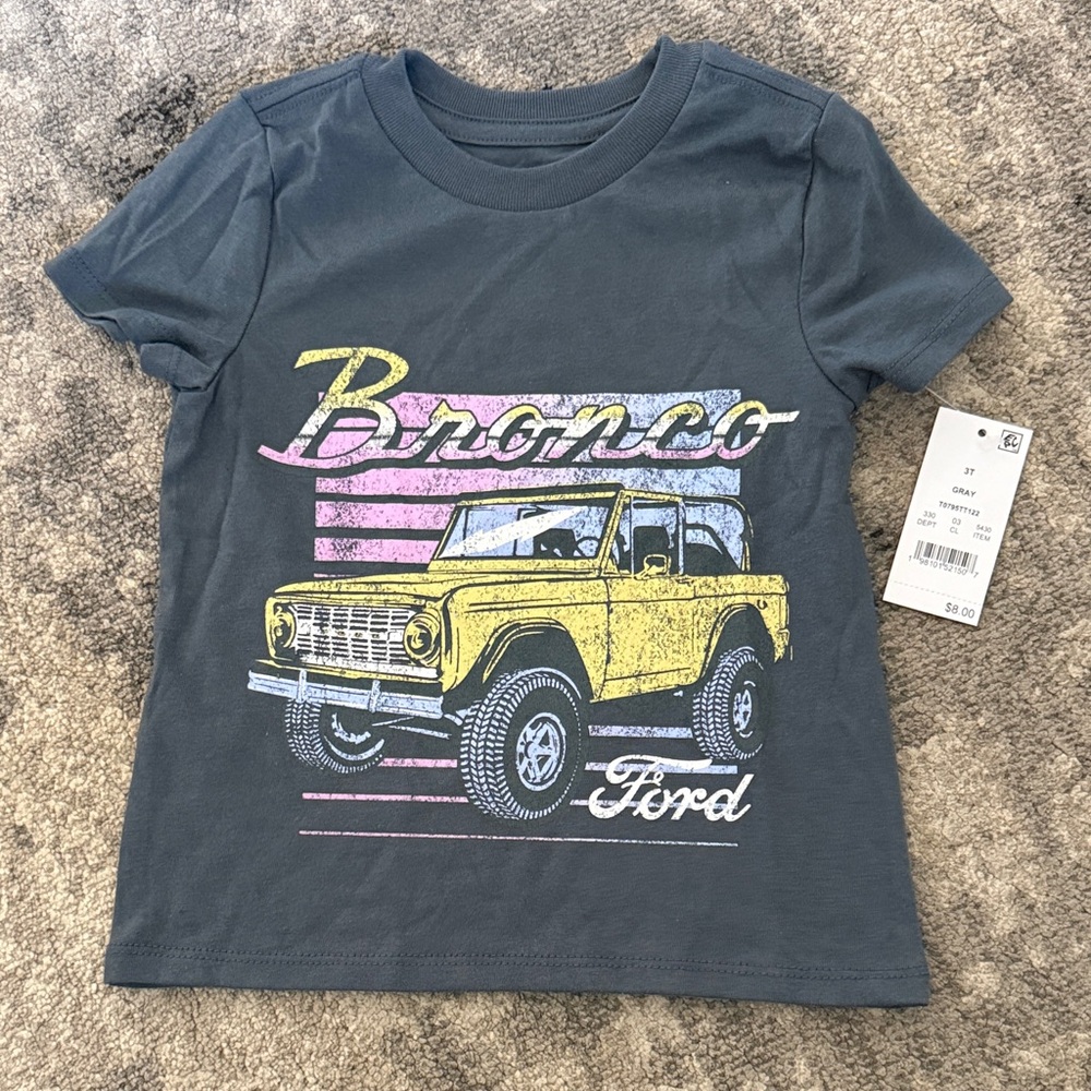 Ford Bronco Kids Tee in Charcoal with Vibrant Design